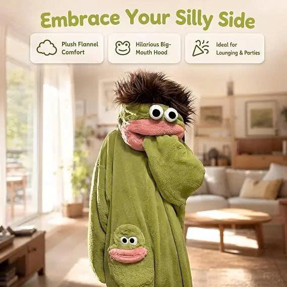 Funny Big Mouth Monster Onesie Pajamas with Giant Comb