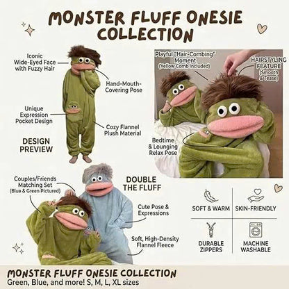 Funny Big Mouth Monster Onesie Pajamas with Giant Comb