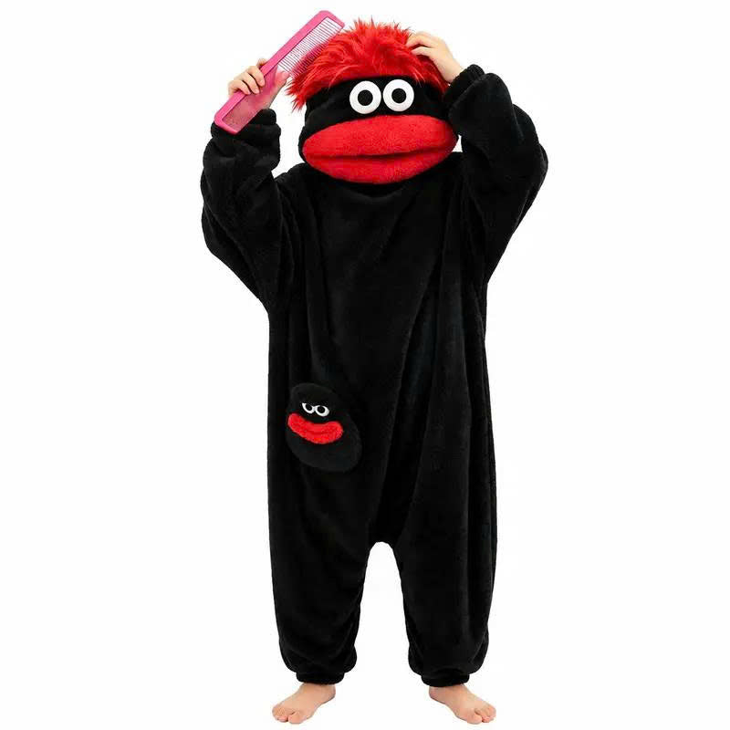 Funny Big Mouth Monster Onesie Pajamas with Giant Comb