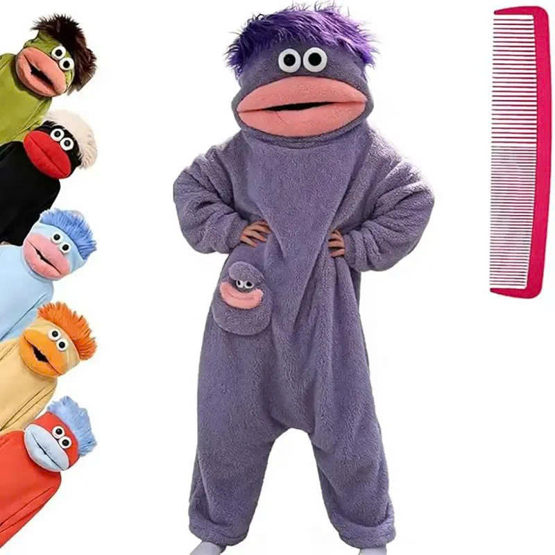 Funny Big Mouth Monster Onesie Pajamas with Giant Comb