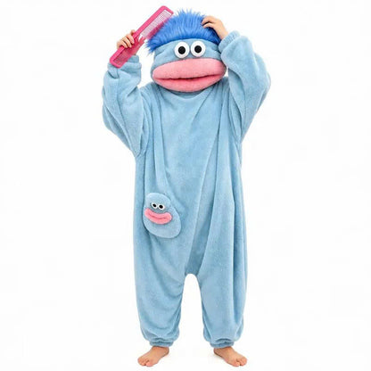 Funny Big Mouth Monster Onesie Pajamas with Giant Comb