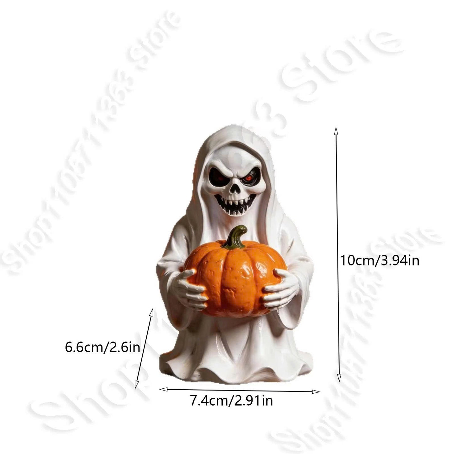 Halloween Resin White Ghost Holding Pumpkin Statue - Yard & Garden Decor