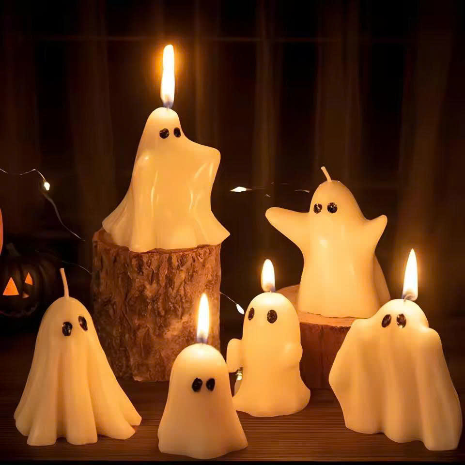 6PCS Halloween Ghost Candles - Soy Wax Cute Tabletop Decor