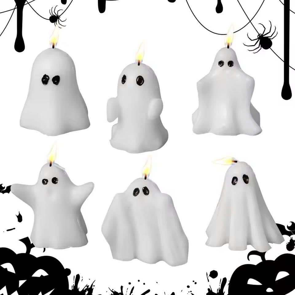 6PCS Halloween Ghost Candles - Soy Wax Cute Tabletop Decor