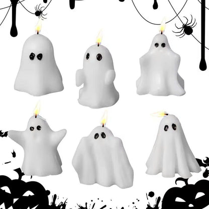 6PCS Halloween Ghost Candles - Soy Wax Cute Tabletop Decor