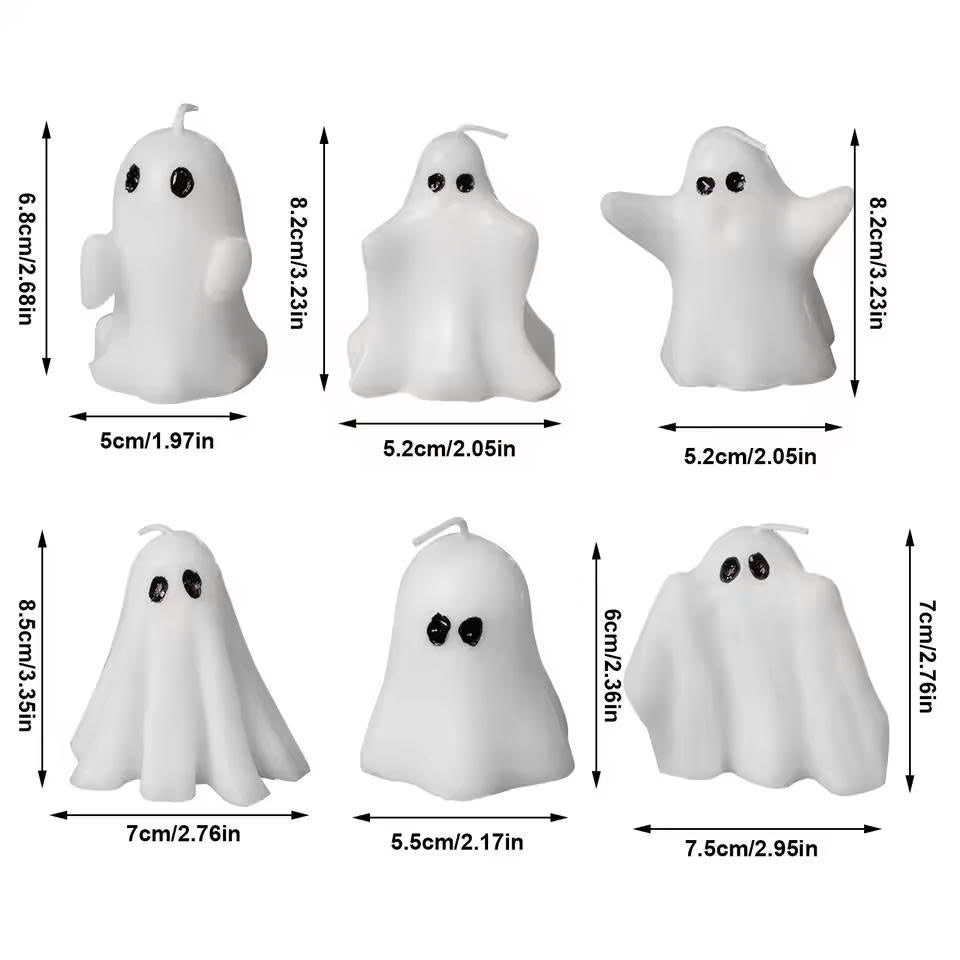 6PCS Halloween Ghost Candles - Soy Wax Cute Tabletop Decor