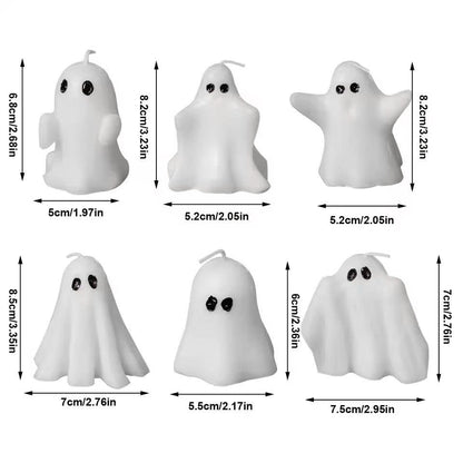 6PCS Halloween Ghost Candles - Soy Wax Cute Tabletop Decor