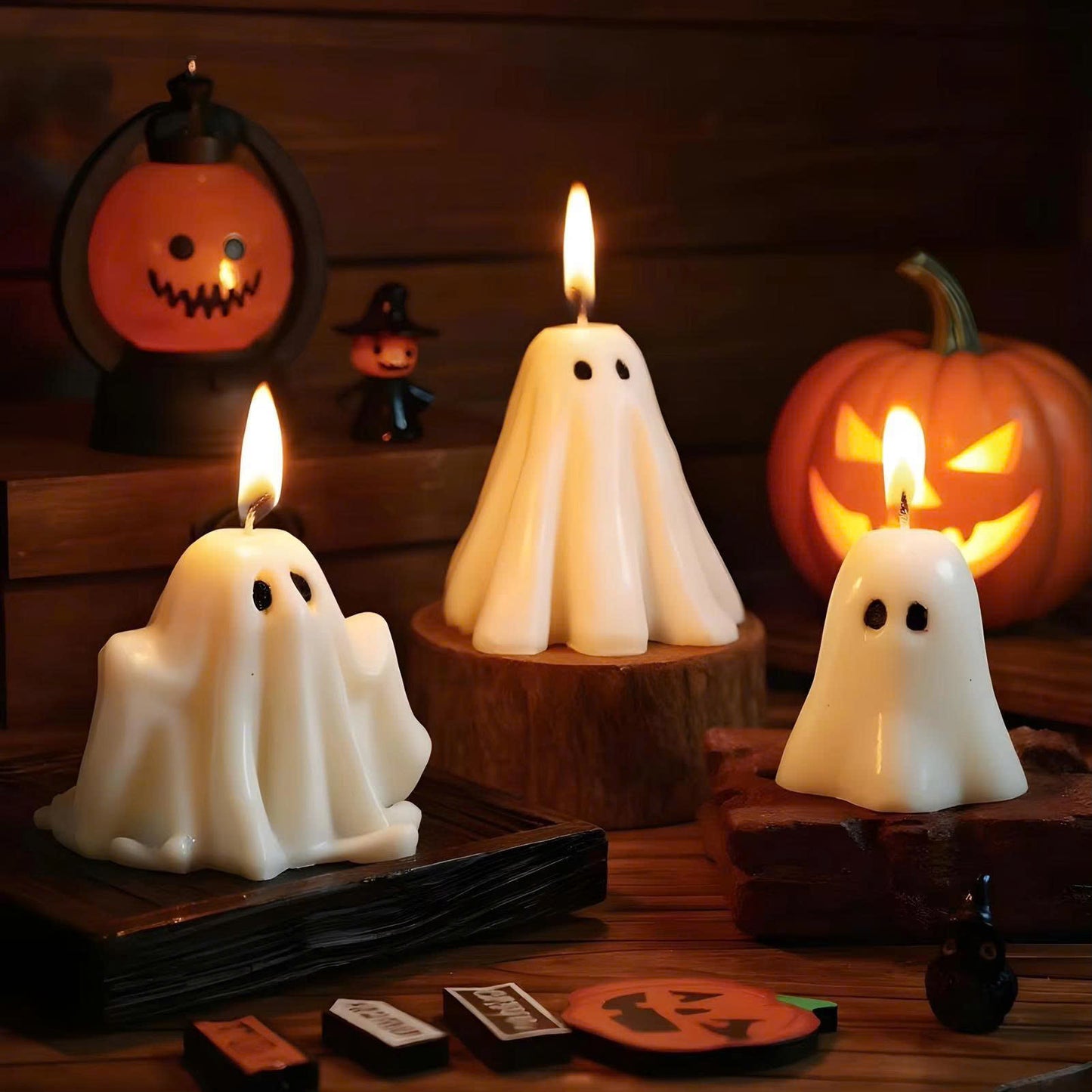6PCS Halloween Ghost Candles - Soy Wax Cute Tabletop Decor