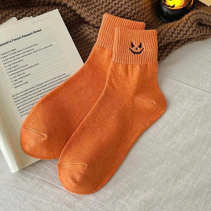 5 Pairs Women’s Cute Halloween Socks - Cozy Knit Crew Socks Set