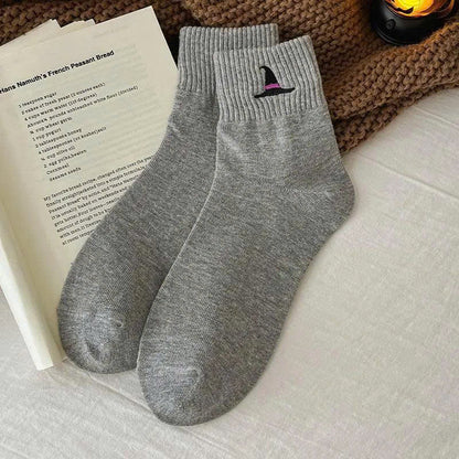 5 Pairs Women’s Cute Halloween Socks - Cozy Knit Crew Socks Set
