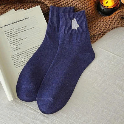 5 Pairs Women’s Cute Halloween Socks - Cozy Knit Crew Socks Set