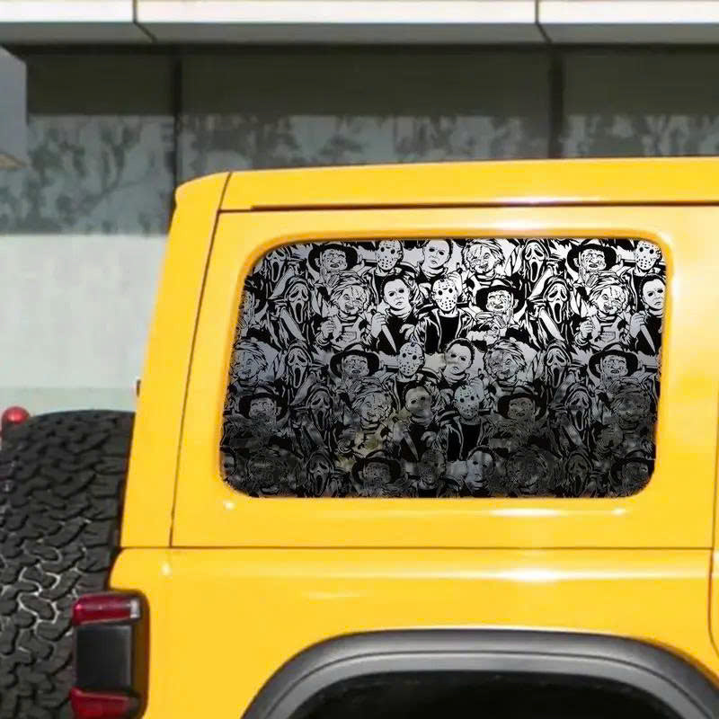 Halloween Horror Movie Characters Car Window Sticker - Waterproof Decal