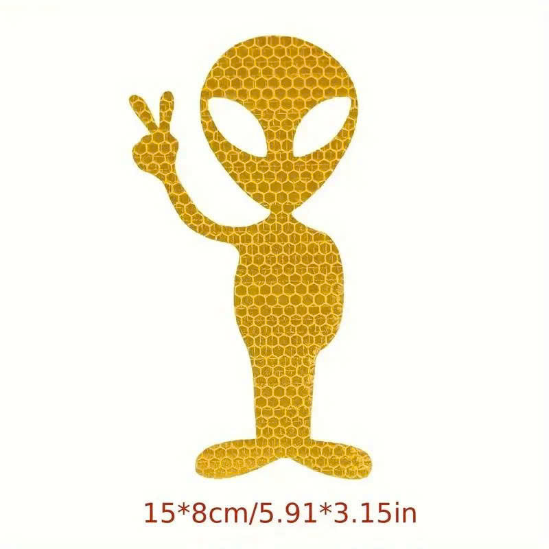 Reflective Alien Car Sticker - Vinyl Decal for Cars & Motorcycles