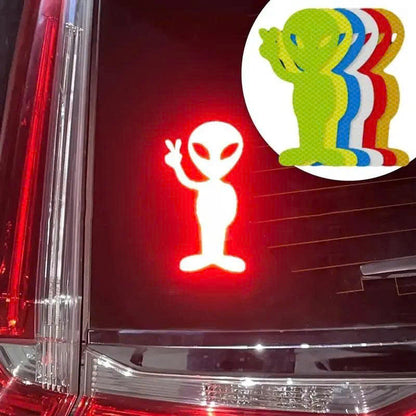Reflective Alien Car Sticker - Vinyl Decal for Cars & Motorcycles