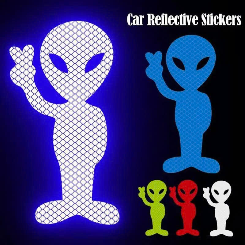 Reflective Alien Car Sticker - Vinyl Decal for Cars & Motorcycles