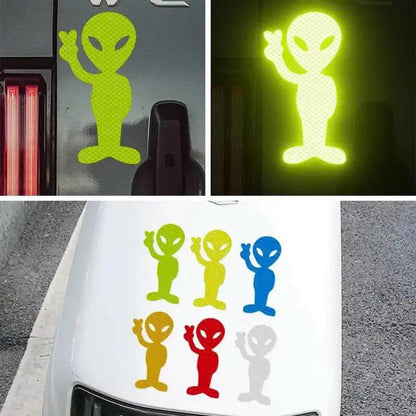 Reflective Alien Car Sticker - Vinyl Decal for Cars & Motorcycles