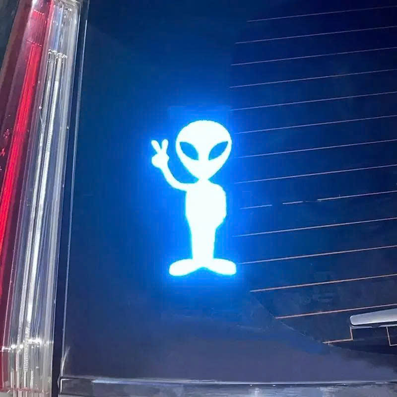 Reflective Alien Car Sticker - Vinyl Decal for Cars & Motorcycles