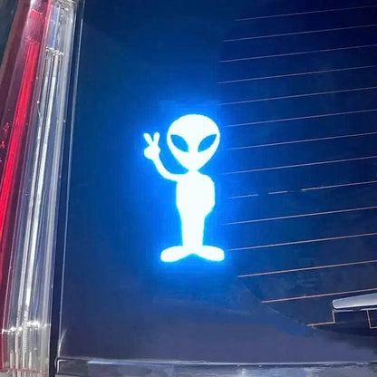 Reflective Alien Car Sticker - Vinyl Decal for Cars & Motorcycles