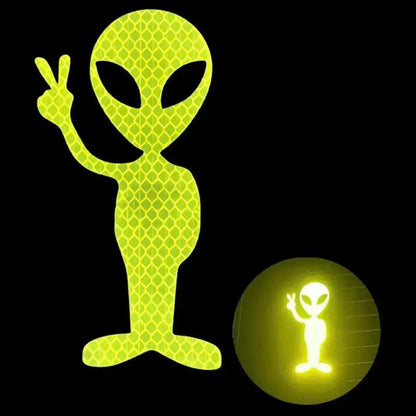 Reflective Alien Car Sticker - Vinyl Decal for Cars & Motorcycles