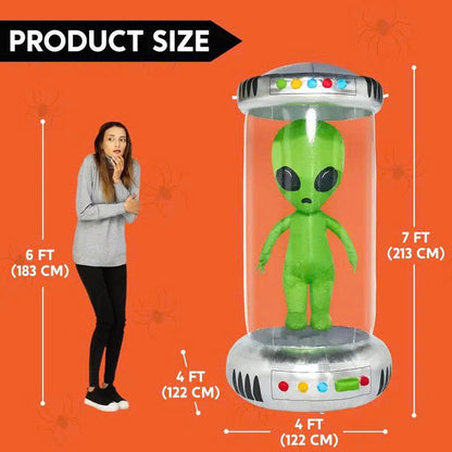 7FT Alien / 9FT UFO Halloween Inflatables with Animated LEDs - Yard Decor