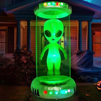 7FT Alien / 9FT UFO Halloween Inflatables with Animated LEDs - Yard Decor