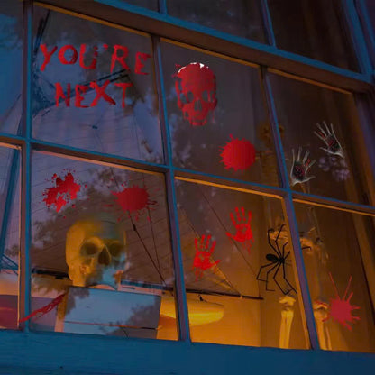 Bloody Handprint & Footprint Halloween Window Clings / Stickers