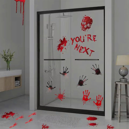 Bloody Handprint & Footprint Halloween Window Clings / Stickers