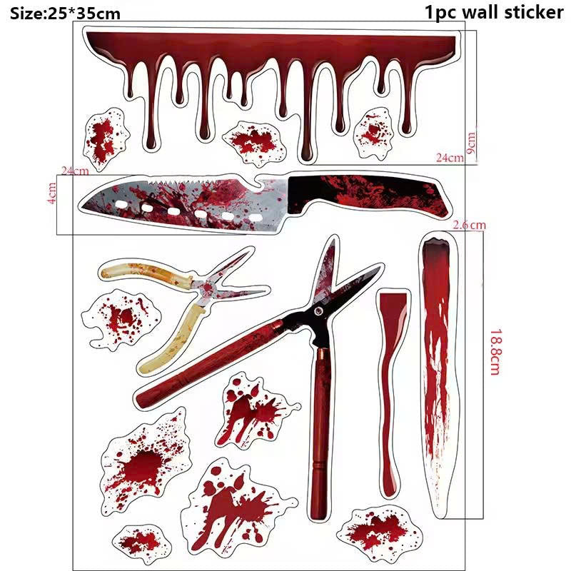 Bloody Handprint & Footprint Halloween Window Clings / Stickers