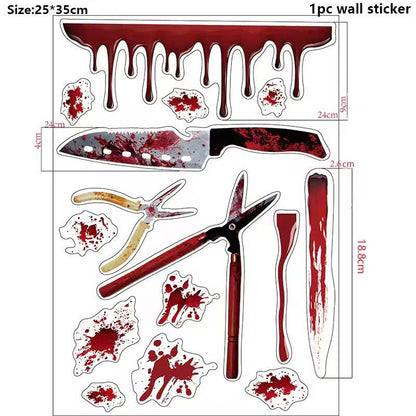 Bloody Handprint & Footprint Halloween Window Clings / Stickers