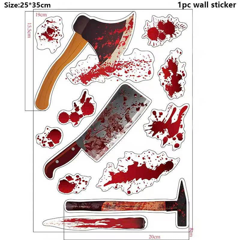 Bloody Handprint & Footprint Halloween Window Clings / Stickers