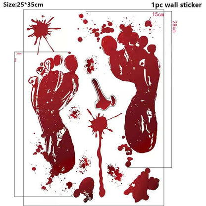 Bloody Handprint & Footprint Halloween Window Clings / Stickers