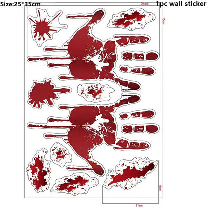 Bloody Handprint & Footprint Halloween Window Clings / Stickers