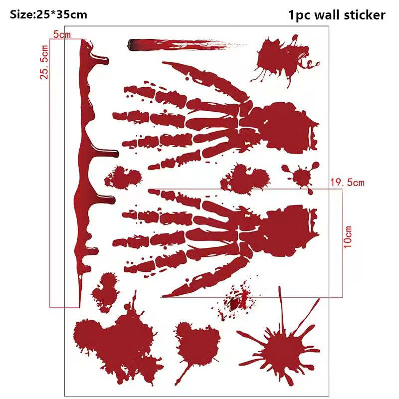 Bloody Handprint & Footprint Halloween Window Clings / Stickers