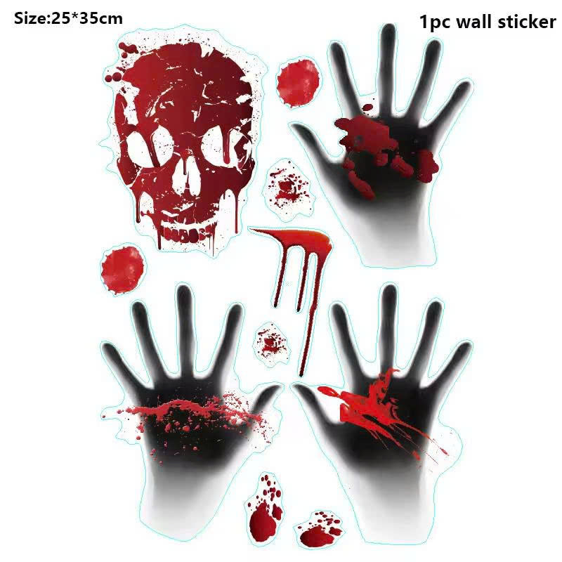 Bloody Handprint & Footprint Halloween Window Clings / Stickers