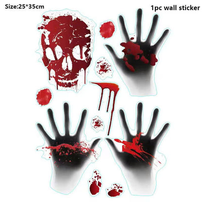 Bloody Handprint & Footprint Halloween Window Clings / Stickers
