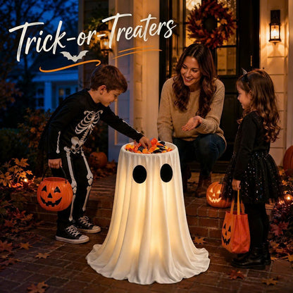 30 in Lighted Halloween Ghost Candy Bowl Holder with Remote
