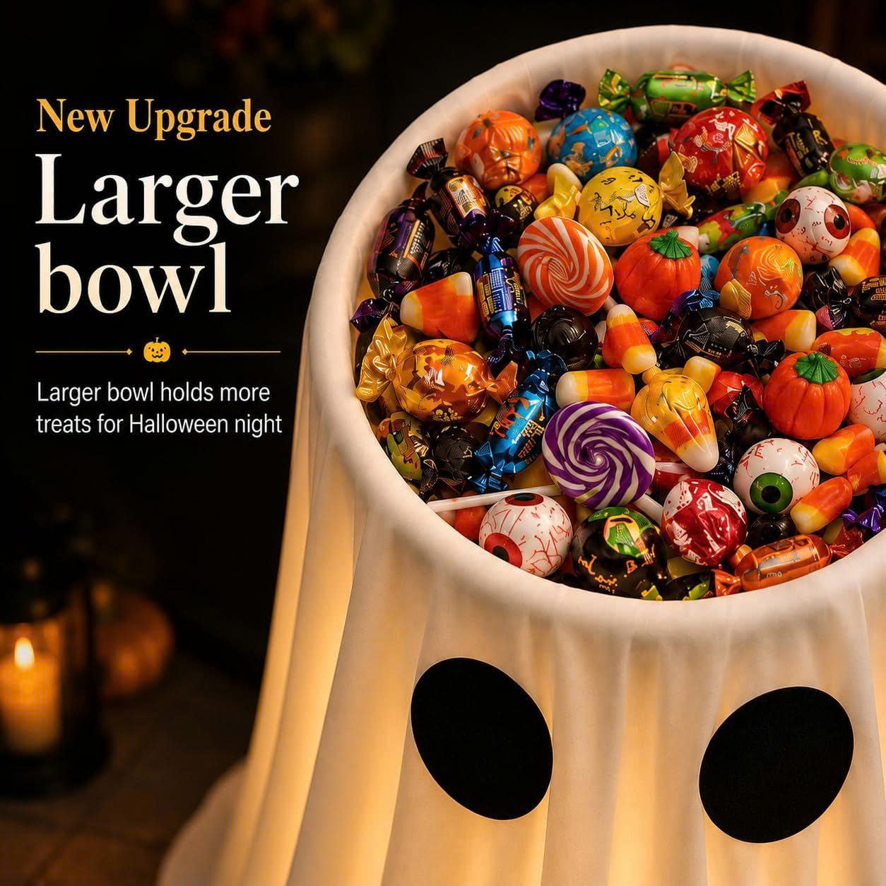 30 in Lighted Halloween Ghost Candy Bowl Holder with Remote
