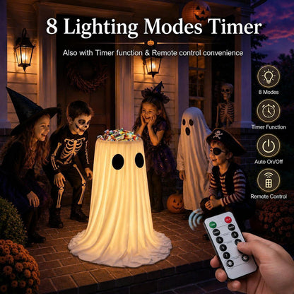 30 in Lighted Halloween Ghost Candy Bowl Holder with Remote