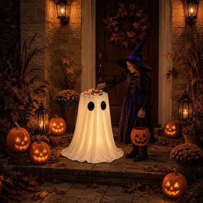30 in Lighted Halloween Ghost Candy Bowl Holder with Remote
