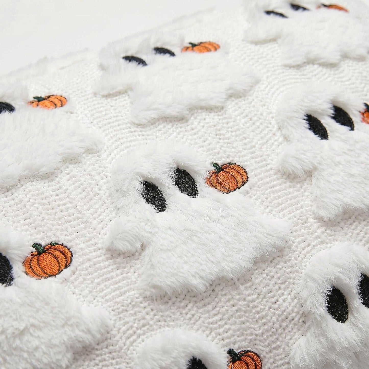 Set of 2 Halloween Ghost Soft Faux Fur Throw Pillow Covers