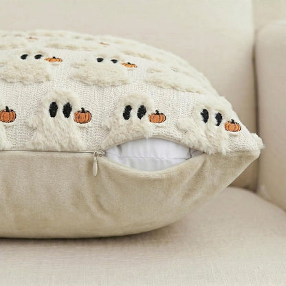 Set of 2 Halloween Ghost Soft Faux Fur Throw Pillow Covers