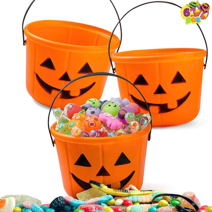6PCS Halloween Pumpkin Candy Buckets with Handles for Kids Trick-or-Treat