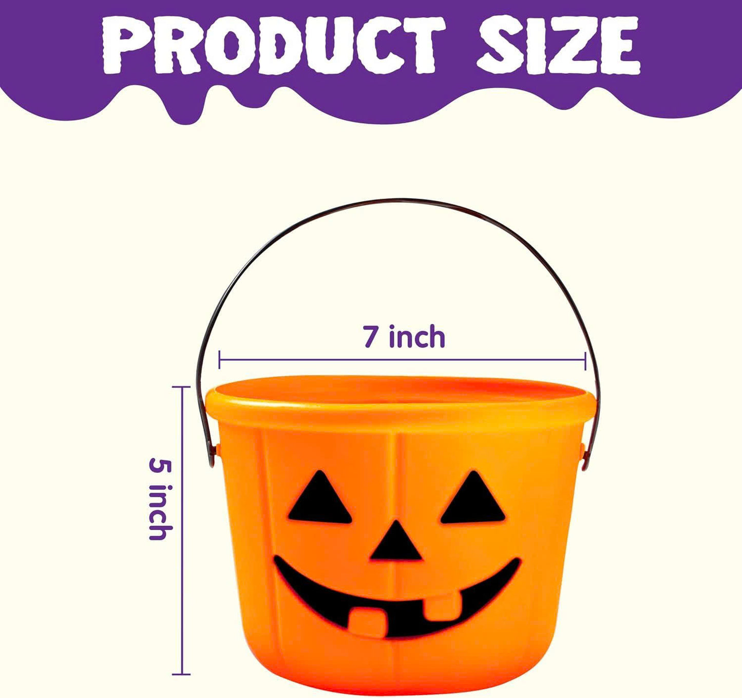6PCS Halloween Pumpkin Candy Buckets with Handles for Kids Trick-or-Treat
