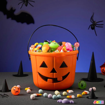 6PCS Halloween Pumpkin Candy Buckets with Handles for Kids Trick-or-Treat