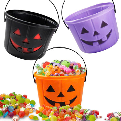 6PCS Halloween Pumpkin Candy Buckets with Handles for Kids Trick-or-Treat