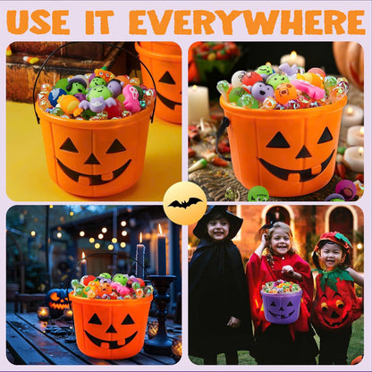 6PCS Halloween Pumpkin Candy Buckets with Handles for Kids Trick-or-Treat