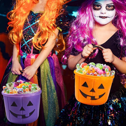 6PCS Halloween Pumpkin Candy Buckets with Handles for Kids Trick-or-Treat