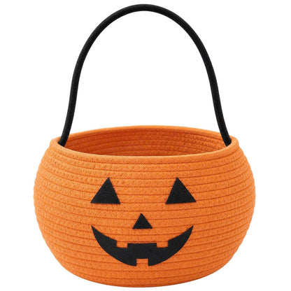 Cotton Rope Halloween Pumpkin Trick or Treat Basket with Handle