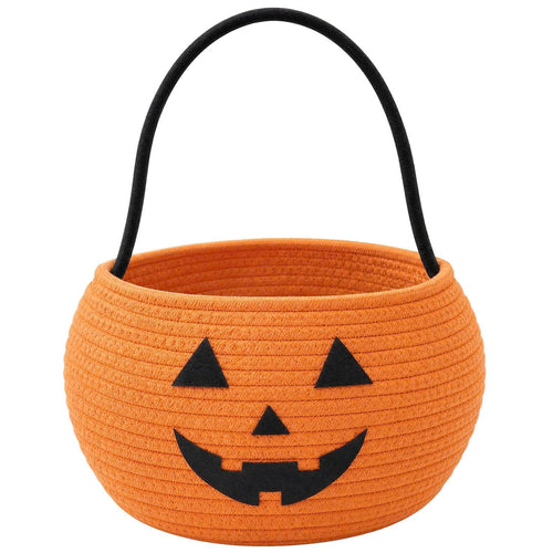 Cotton Rope Halloween Pumpkin Trick or Treat Basket with Handle
