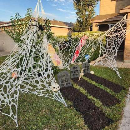 450 / 900 sqft Stretchy Spider Web Outdoor Halloween Decorations (2-Pack)